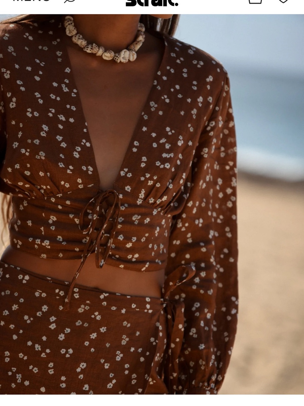 Strait the Label Voyage Rava Bougainvillea Lace Up Blouse